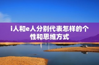 i人和e人分别代表怎样的个性和思维方式