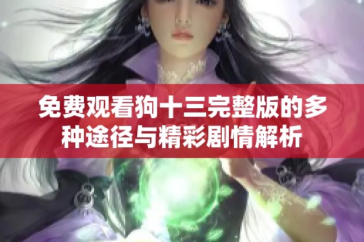免费观看狗十三完整版的多种途径与精彩剧情解析
