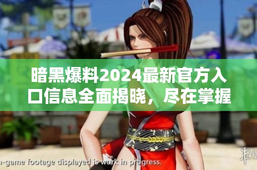 暗黑爆料2024最新官方入口信息全面揭晓，尽在掌握之中