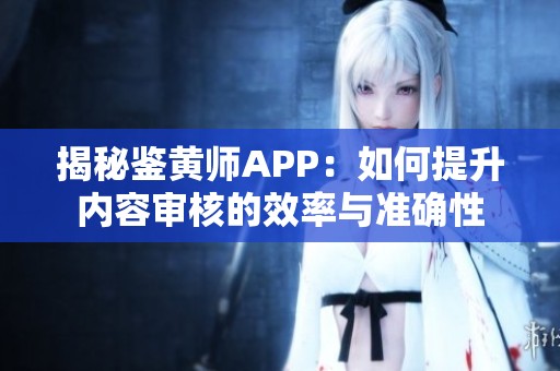 揭秘鉴黄师APP：如何提升内容审核的效率与准确性