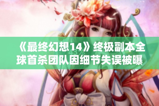 《最终幻想14》终极副本全球首杀团队因细节失误被曝光