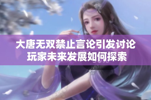 大唐无双禁止言论引发讨论 玩家未来发展如何探索