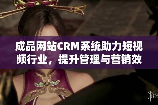 成品网站CRM系统助力短视频行业，提升管理与营销效率