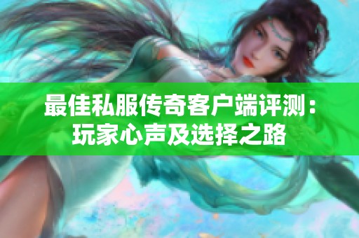 最佳私服传奇客户端评测：玩家心声及选择之路