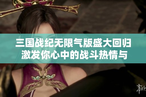 三国战纪无限气版盛大回归 激发你心中的战斗热情与经典情怀