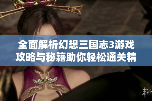 全面解析幻想三国志3游戏攻略与秘籍助你轻松通关精彩冒险之旅