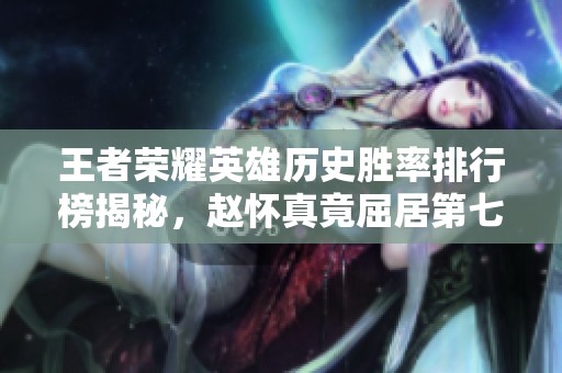 王者荣耀英雄历史胜率排行榜揭秘，赵怀真竟屈居第七名，第一名成新传奇