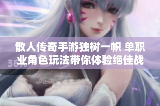 散人传奇手游独树一帜 单职业角色玩法带你体验绝佳战斗乐趣