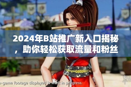 2024年B站推广新入口揭秘，助你轻松获取流量和粉丝