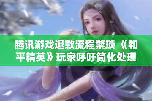 腾讯游戏退款流程繁琐 《和平精英》玩家呼吁简化处理措施以提高用户体验