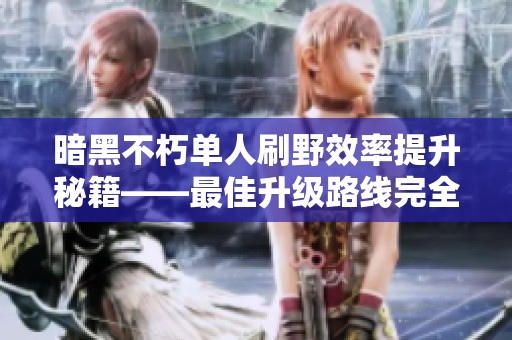 暗黑不朽单人刷野效率提升秘籍——最佳升级路线完全解析