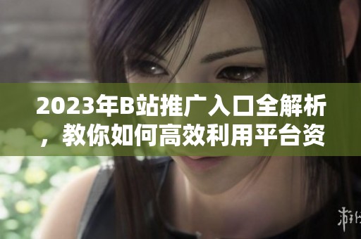 2023年B站推广入口全解析，教你如何高效利用平台资源