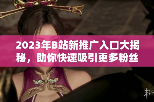 2023年B站新推广入口大揭秘，助你快速吸引更多粉丝