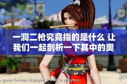一洞二枪究竟指的是什么 让我们一起剖析一下其中的奥秘