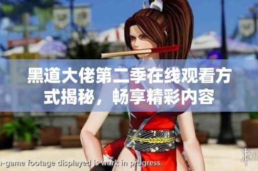 黑道大佬第二季在线观看方式揭秘，畅享精彩内容