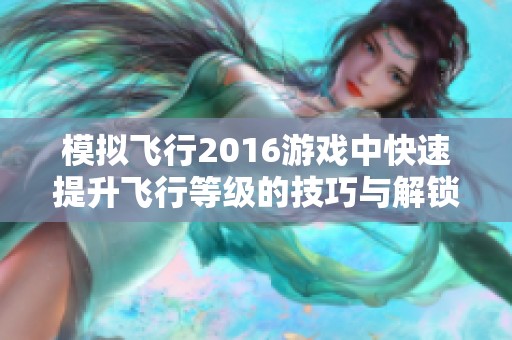 模拟飞行2016游戏中快速提升飞行等级的技巧与解锁攻略分享