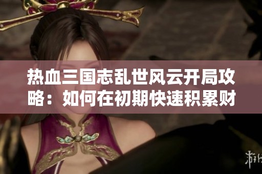 热血三国志乱世风云开局攻略：如何在初期快速积累财富与势力