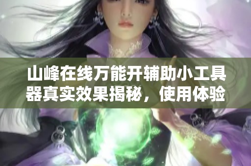 山峰在线万能开辅助小工具器真实效果揭秘，使用体验全面分析