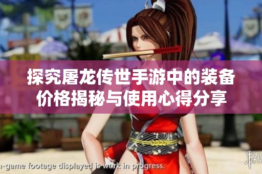 探究屠龙传世手游中的装备价格揭秘与使用心得分享