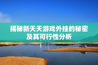 揭秘新天天游戏外挂的秘密及其可行性分析
