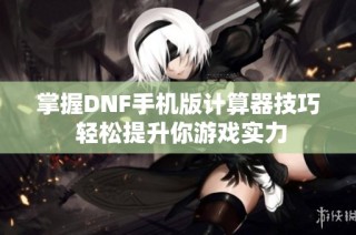掌握DNF手机版计算器技巧 轻松提升你游戏实力