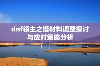 dnf领主之塔材料调整探讨与应对策略分析